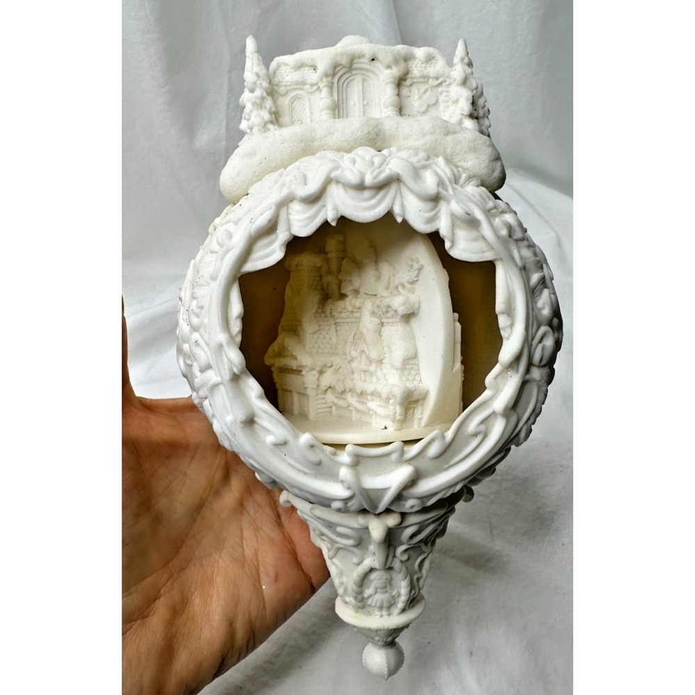 Vtg Mark Klaus Christmas Diorama Musical Ornament Believe Porcelain VIDEO